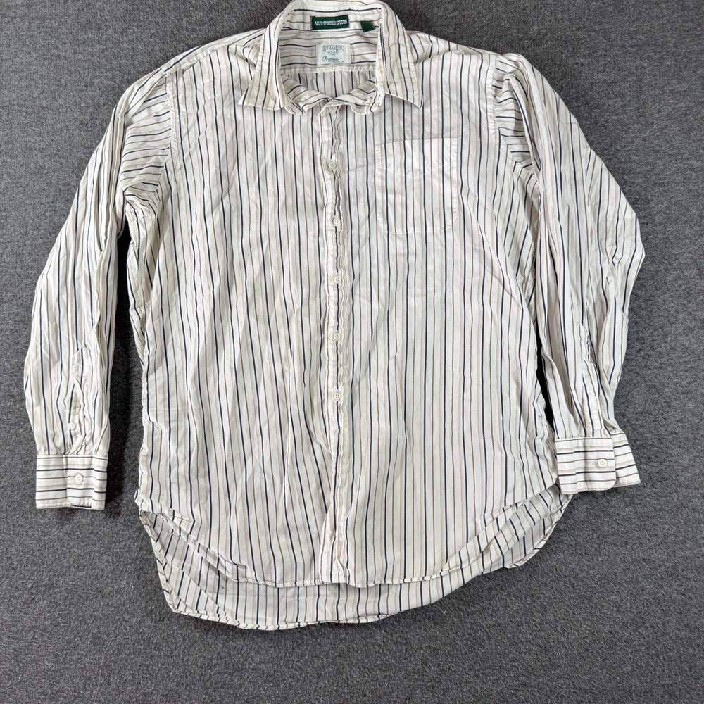 Vintage Gitman Bros Men’s Button Up Shirt 17×35 Stripe Long Sleeve Classic