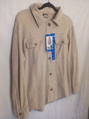 32 Degrees Heat Men’s Beige Solid Button-Up Shirt Jacket Pockets L