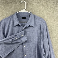 Theory Dress Shirt Men Size XXL Light Blue Cotton Long Sleeve Button Up