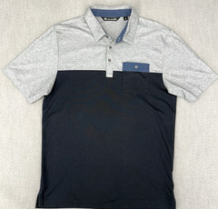 Travis Mathew Polo Shirt Mens M Golf 2-Tone Pique Pima Cotton Pocket Performance