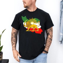 Iran Flag with Lion and Sun Emblem, MAKE IRAN GREAT AGAIN, Persian Heritage Tee