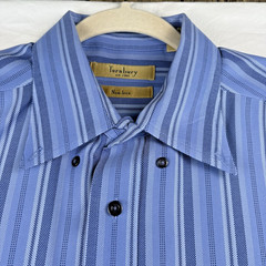 Turnbury Multi Blue Striped Button-Down Men’s Cotton Dress Shirt Size Large