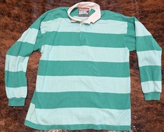 Vintage Columbia Knit Rugby NW Shirt Mens XL Green Stripe Long Sleeve Made N USA