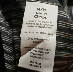 Chaps Custom Fit Long Sleeve Button-down black white striped Mens Shirt New NWT