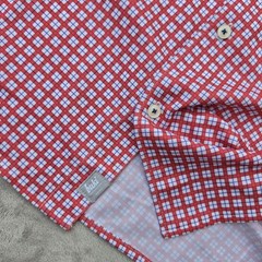 Buki Seattle Men’s Hidden Button Down Red White Long Sleeve Shirt Size LARGE