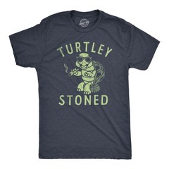 Mens Turtley Stoned T Shirt Funny 420 Joint Smoking Turtle Joke Tee for Guys