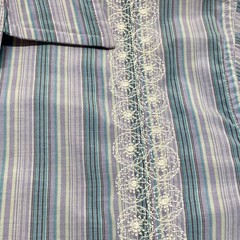 J. Ferrar Button-Down Shirt Men’s Large Blue Stripe Lace Trim Long Sleeve GUC
