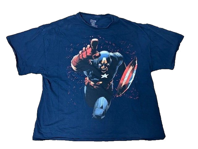 Marvel Captain America with Shield Blue T-Shirt Men’s 3XL – FREE Shipping