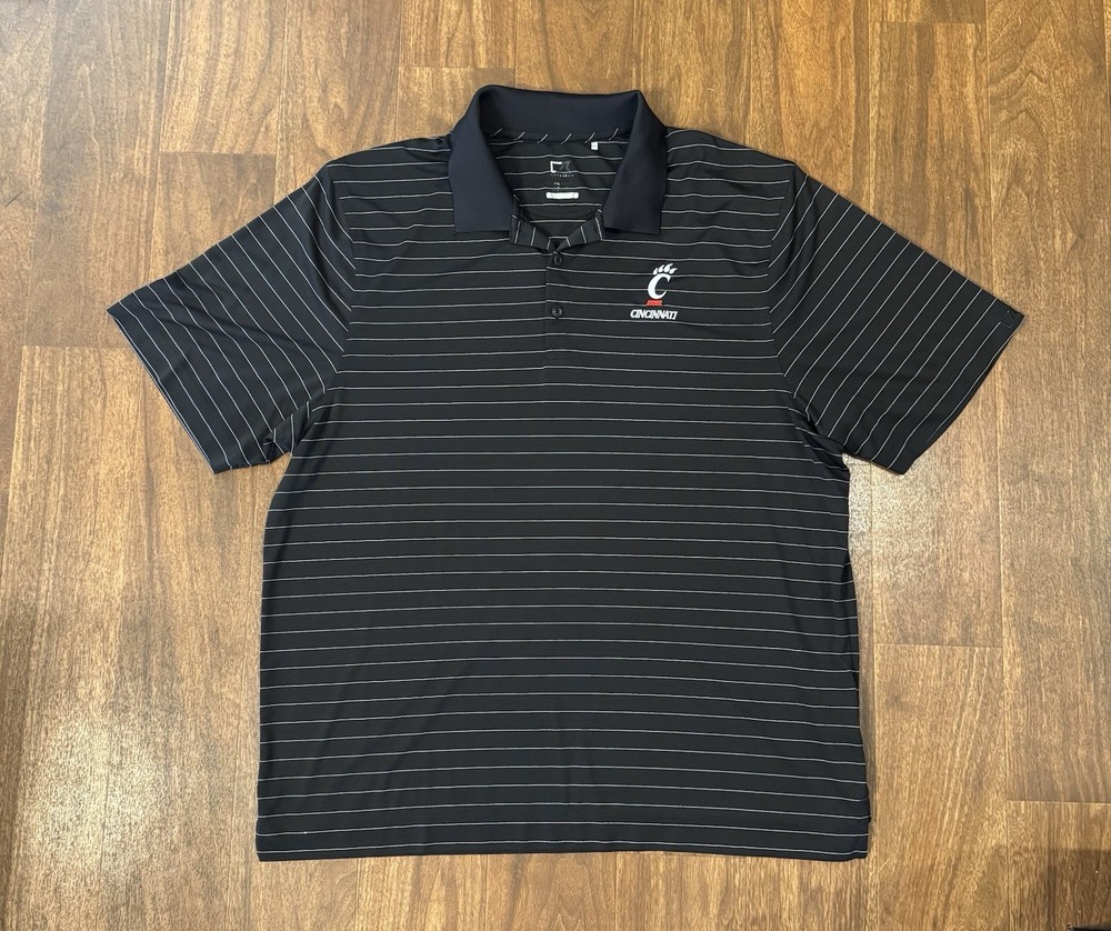 Cutter & Buck – Cincinnati Bearcats Men’s 2XL Black Striped Polo