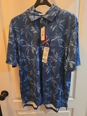 Chaps Men’s Performance Polo Large Blue Marina Super Soft Dri Wear Stretch NWT