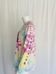 TEE brand PRIMITIVE style CEREMONY TIE DYE size L oversize TEE, color RAINBOW 10