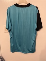 Men’s Size XL Polo Shirt Black, Aqua & Blue Geometric Gradient Short Sleeve