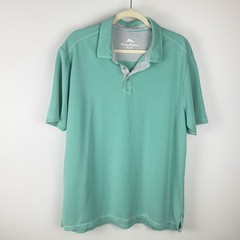 Tommy Bahama Polo Shirt Men’s XL Teal Green & Gray Preppy Golf Beach