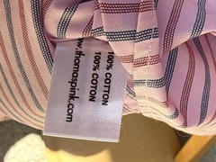 PINK Thomas Pink Shirt Mens 18 37 Classic Pink Stripe French Cuff Cotton Dress