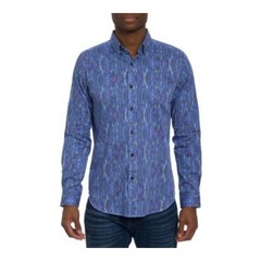 Robert Graham Frankhauser Geometric Shirt Men’s XL Blue Multi Button Closure