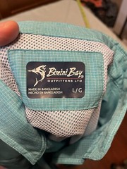 Bimini Bay Men’s SS Button Down Vented Shirt Blue Turquoise Large Polyester