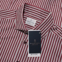 Emanuel Berg NWT Casual Button Down Shirt Size 41 16 M/L in Red & Gray Stripes
