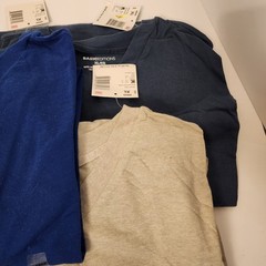 Various Men Cotton Blend Solid Short Sleeves V NECK T-Shirt (Lot Of 5) Blue Tan