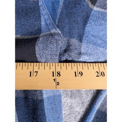 Rustic Blue Mens Medium Plaid Flannel Button Down Shirt Blue Black Long Sleeve