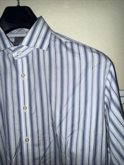 Thomas Dean Striped Long Sleeve Button Up Shirt 100% Cotton Mens Size Large