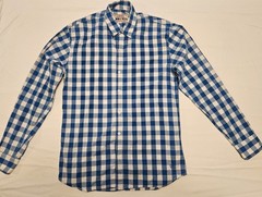 Esprit Men’s XXL Blue White Plaid Button Up Shirt Long Sleeve Cotton