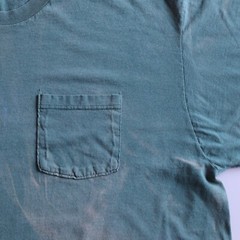 Green Blank Fruit of the Loom Pocket Tee T Shirt Sun Ghost Faded Distressed XXL