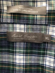 DANIEL CREMIEUX EUC Button-Down Blue Green White Gold Plaid Cotton XL