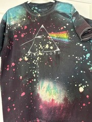 Pink Floyd Dark Side of the Moon Tie-Dye Bleach Splatter T-Shirt, Size L
