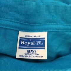 VTG 90s Royal First Class Solid OCEAN BLUE T-Shirt M USA MADE BLANK EUC