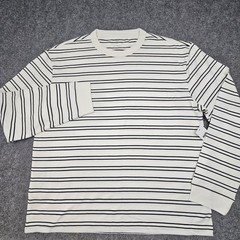 Mode of One Long Sleeve T-Shirt Mens XL Neo Natural Striped Cotton Crew Neck