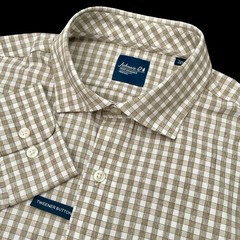 Johnnie-O Performance Button Front Shirt Hazelnut Check Westwood Medium $138