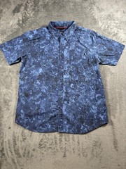 Marmot Shirt Mens XL Blue Abstract Short Sleeve Button Up Hiking Outdoor Casual