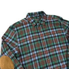 Pendleton Hawthorne Flannel Button Shirt Macduff Tartan Mens Large Elbow Patches