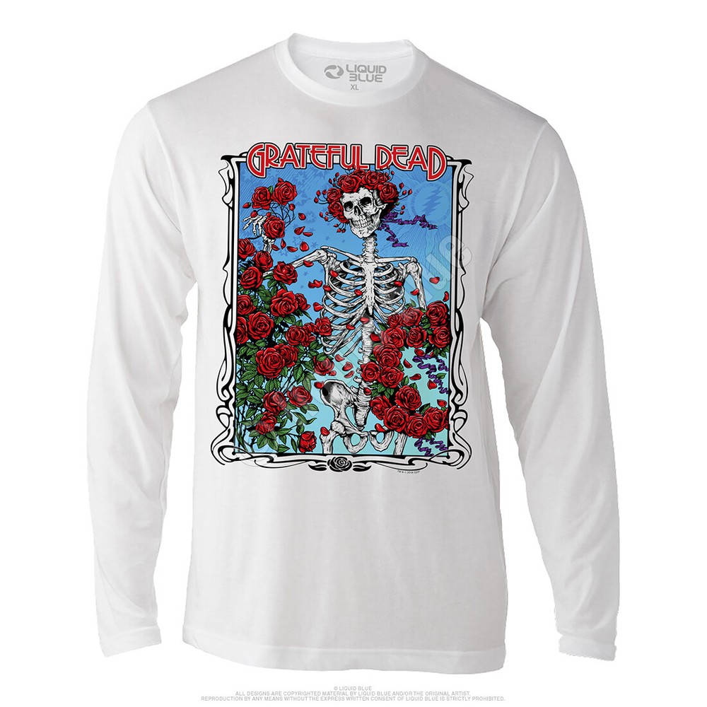 GRATEFUL DEAD-BERTHA WHEEL & ROSES-2 Side LONG SLEEVE SHIRT S-M-L-XL-XXL Garcia