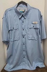 Magellan Outdoors Aransas Pass Mini Check Fishing Shirt. Mens XL. Vented. Blue