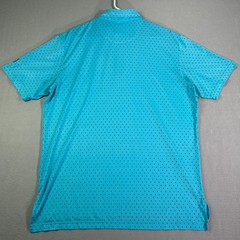 Peter Millar Men Shirt Large Blue Summer Comfort Golf Polo Shark Fin Fly Fishing