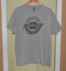 Chevrolet Vintage Print Logo T-Shirt – Gray – Mens XL – Gildan Cotton Blend
