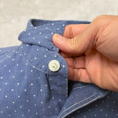 Wallace & Barnes Lightweight Work Shirt S white dots nice cats eye buttons