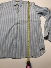 Fossil 54 Mens Size Large Button Down Classic Fit Long Sleeve Blue With Strips