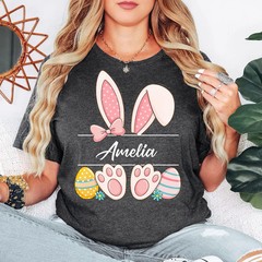 Custom Easter Bunny Name Comfort Tee Personalized Kids Adult