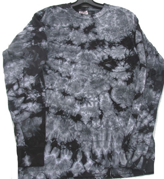 Size Long Sleeve MEDIUM BLACK GRAY Hand-dyed TIE DYE T-SHIRT Last 1 Free Ship