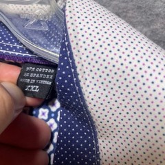 Construct Mens 2XL Short Sleeve Button Up Shirt White Blue Purple Dot Modern