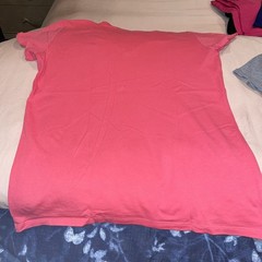 Two Lacoste Izod V-Neck T-shirts Gray Pink and Pink Short Sleeve Sz (40) Is Med