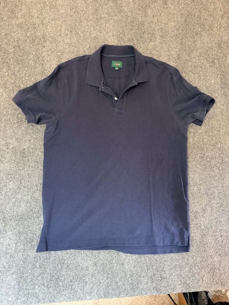 J Crew Oarsman Mens Classic Pique Polo Shirt Blue Short Sleeve Size Large