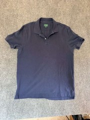 J Crew Oarsman Mens Classic Pique Polo Shirt Blue Short Sleeve Size Large