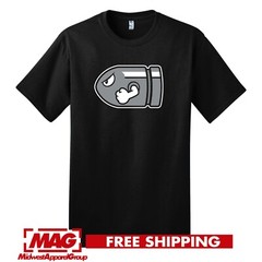 BULLET BILL BLACK T-SHIRT Parody Videogame Shirt Tee Nintendo Super Mario N64 T