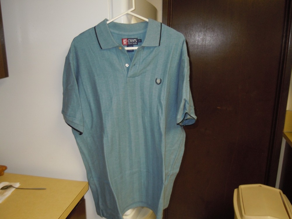” RALPH LAUREN CHAPS ” SEA GREEN SHORT SLEEVE POLO SHIRT – SIZE L/G