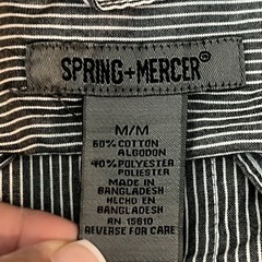 Spring + Mercer Long Sleeve Button Up Shirt Mens Size Medium Dark Grey Striped