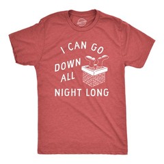 Mens I Can Go Down All Night Long T Shirt Funny Xmas Santa Chimney Sex Joke Tee