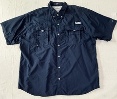 Columbia PFG Bahama Shirt Mens XL Omni Shade Navy Fishing UPF Short Sleeve